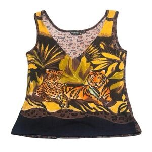 Vintage Chaudry KC Jungle Tiger & Leopard Tank Top